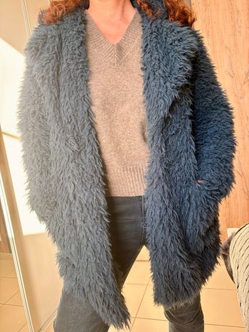 Manteau Zara fausse fourrure bleu