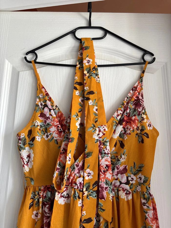Robe fleurie jaune taille M + ceinture - photo numéro 4