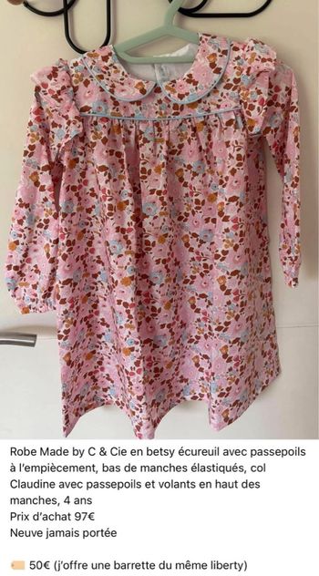 Robe créatrice en liberty betsy écureuil 4 ans 