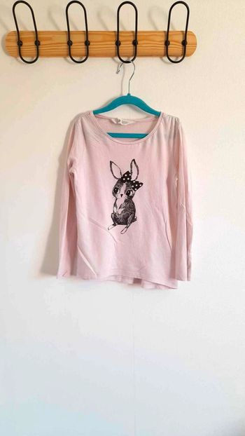 Tee-shirt rose clair manches longues H&M 6/8 ans
