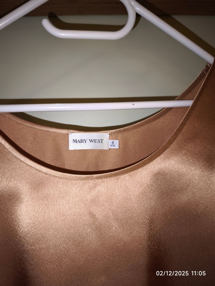 Blouse fluide doré/or satin vintage  44 - photo numéro 7