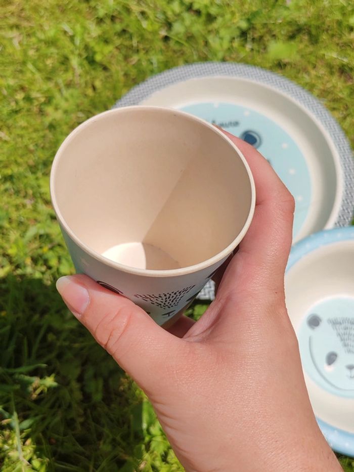 Set de vaisselle enfant panda bleu - photo numéro 6