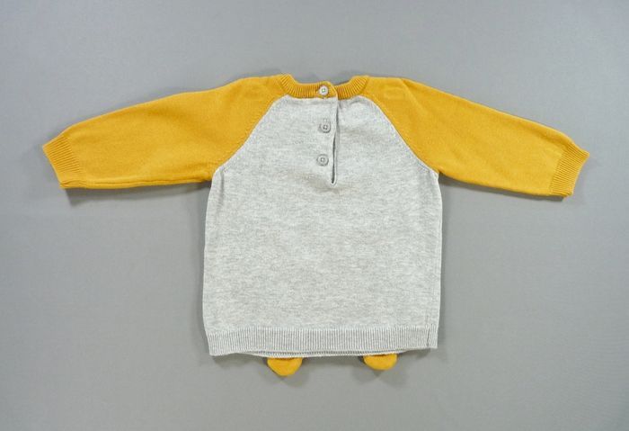 Pull tricot gris jaune tigre Orchestra 3 mois 60 cm garçon - photo numéro 4
