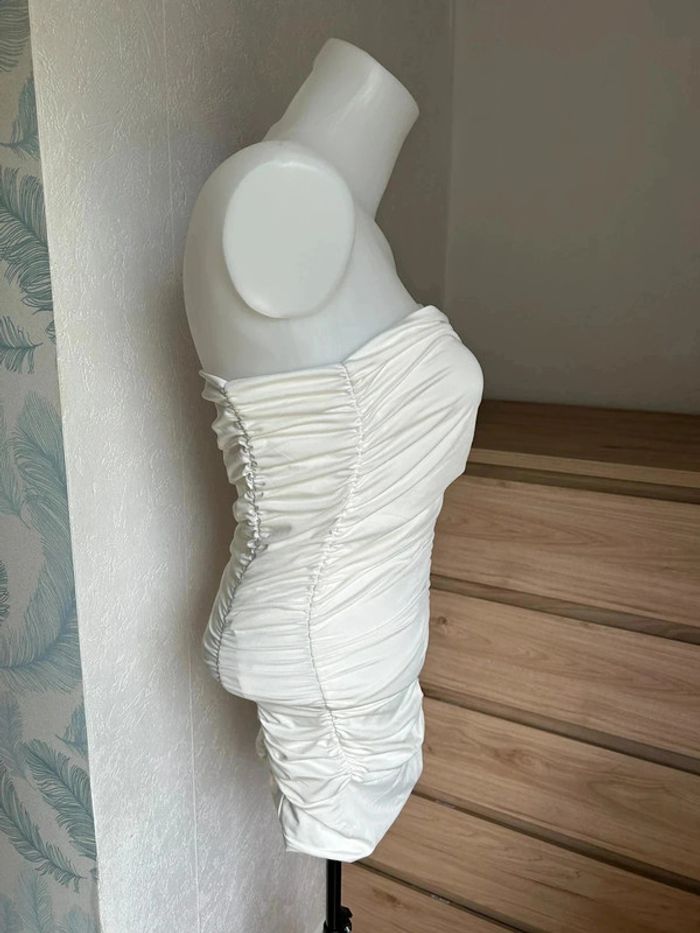 Robe bustier moulante blanche drapée sans manches– Taille S – Boutique bohème - photo numéro 2