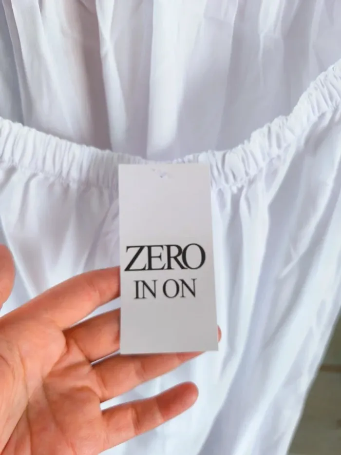 Robe longue blanche élastique col en V femme L - photo numéro 8