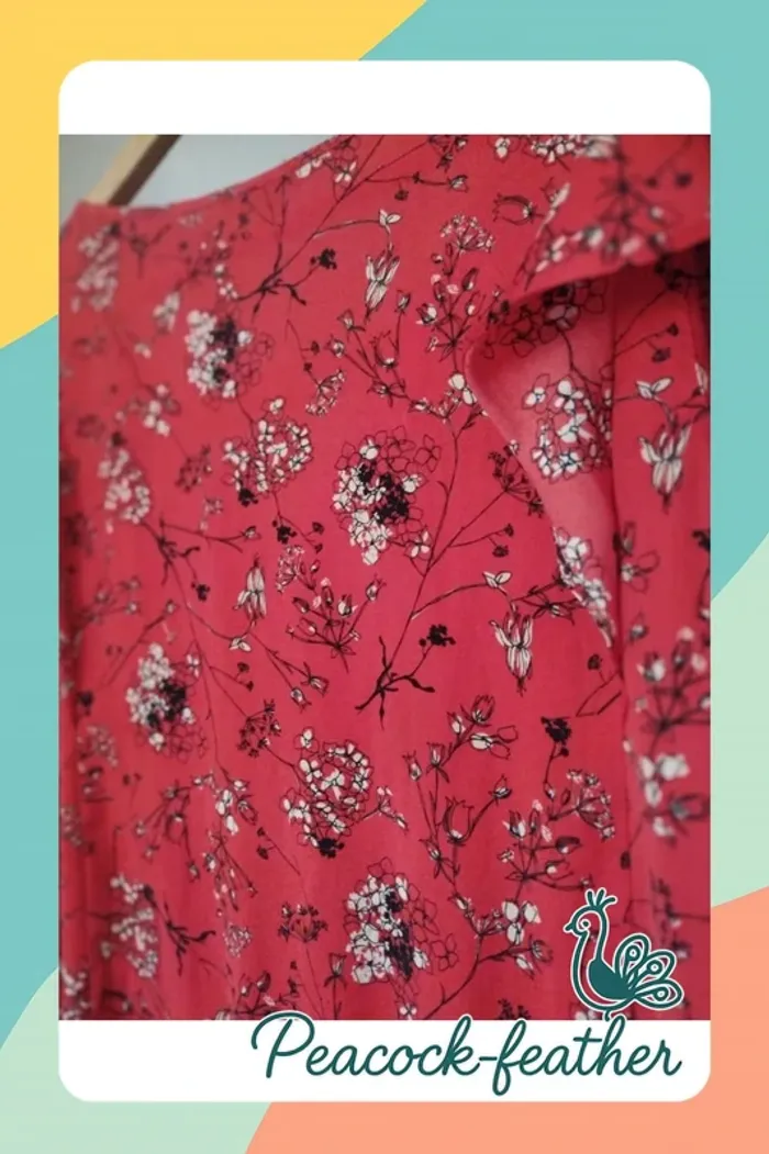Robe rouge fleurie Kiabi 42 - photo numéro 10