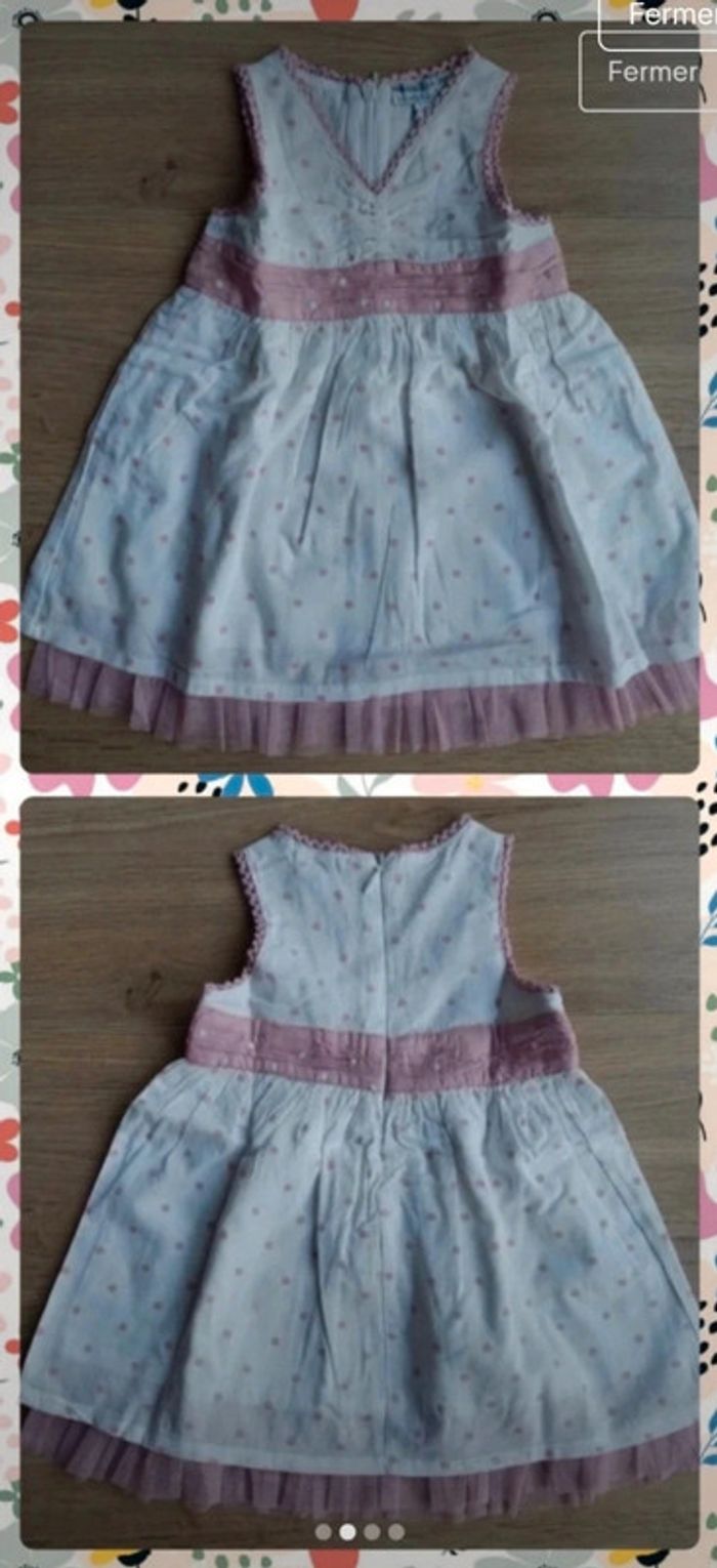 robe blanche à pois rose kimbaloo 6 mois - photo numéro 1