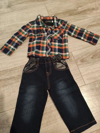 Ensemble Neuf bébé garçon jeans + Chemise CHicaprie 12 mois