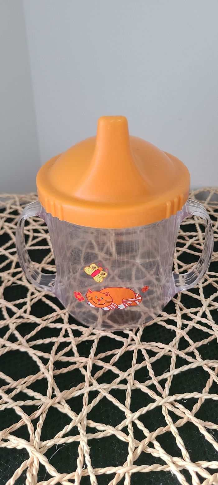 Tasse d'apprentissage  à embout solide motif chat