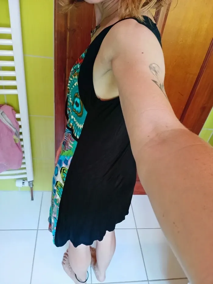 Robe femme noire et multicolore Chaitanya - photo numéro 6