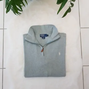 Pull Camionneur half demi zip Ralph Lauren L Gris