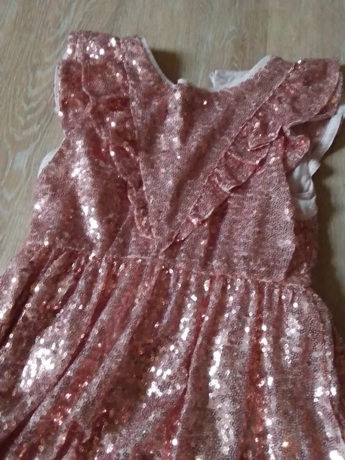 Robe rose paillette sequin 5/6 ans  tex - photo numéro 8