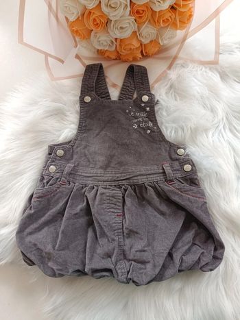 Robe salopette en velours bébé fille