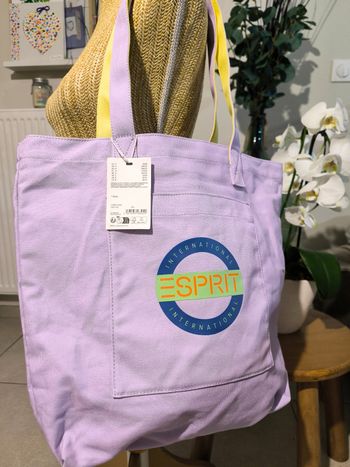 Grand tote bag Esprit violet – NEUF avec étiquettes 🌸