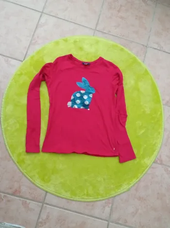 Tee-shirt ML rose Okaïdi a sequins taille 12 ans