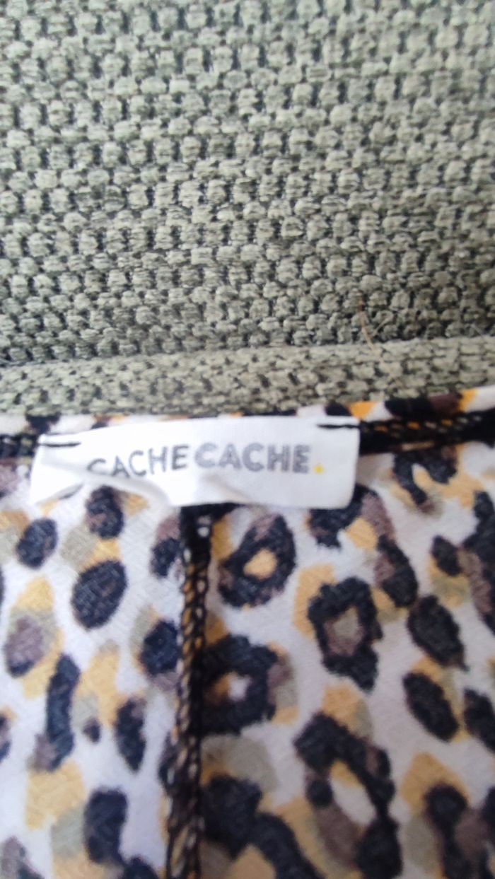 Blouse léopard moutarde, noire, blanche et marron Cache Cache T.XL - photo numéro 4