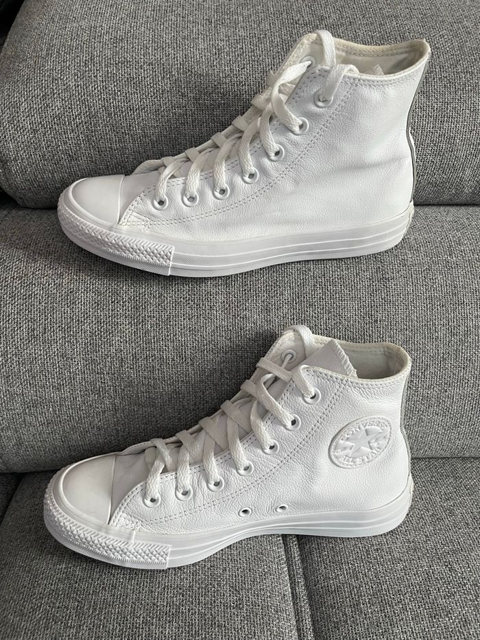 Converse blanche cuir véritable 39 - photo numéro 3