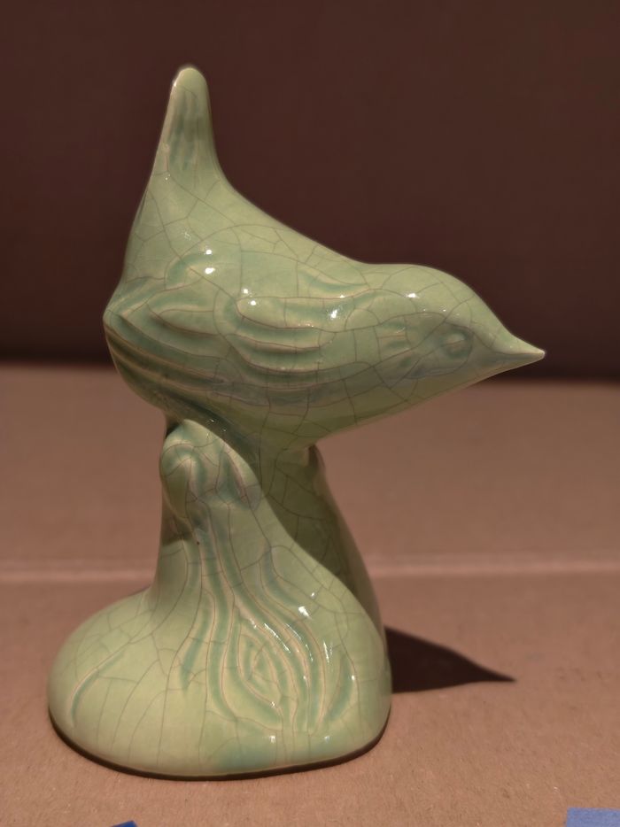 Oiseau vert Saint Jean l'Aigle émaux de Longwy