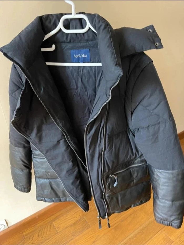 Sublime manteau doudoune noir April May avec empiècement cuir qui se transforme en sans manche - photo numéro 9