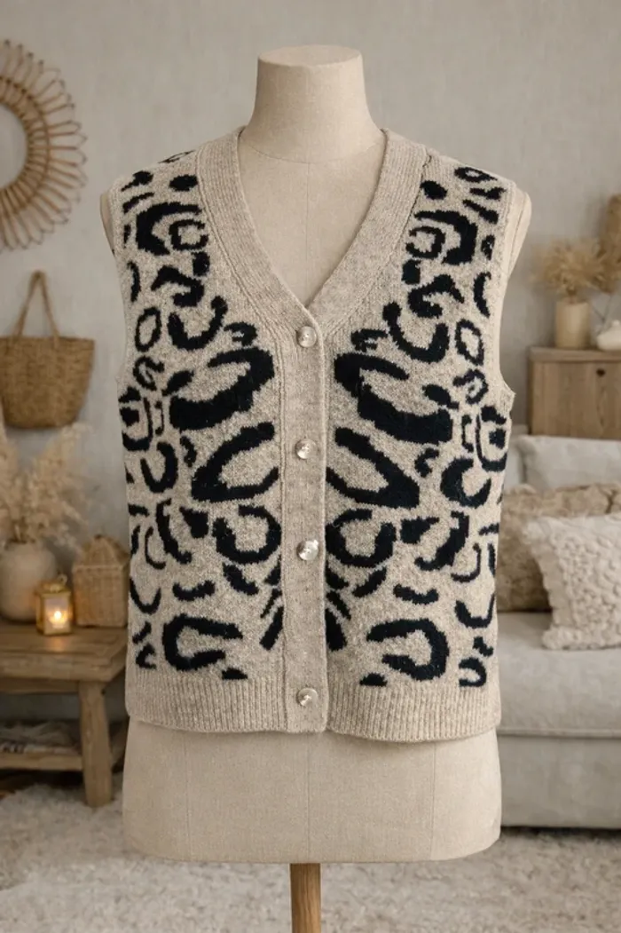 Gilet sans manches en maille douce et chaude