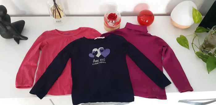 Lot de 3 t-shirts manches longues fille 4 ans