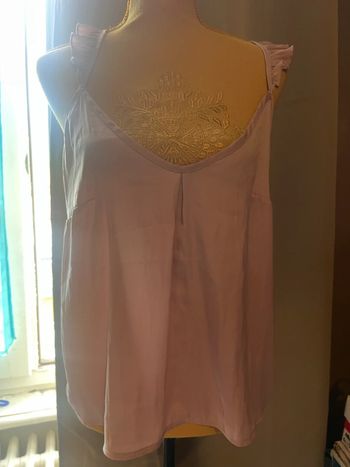 Debardeur satin dentelle rose taille M gémo