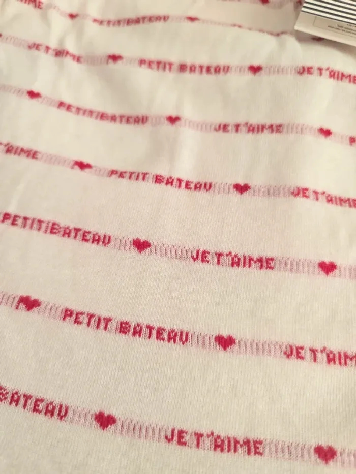 Robe barboteuse blanche coeur "je t'aime" petit bateau 12 mois neuve - photo numéro 6