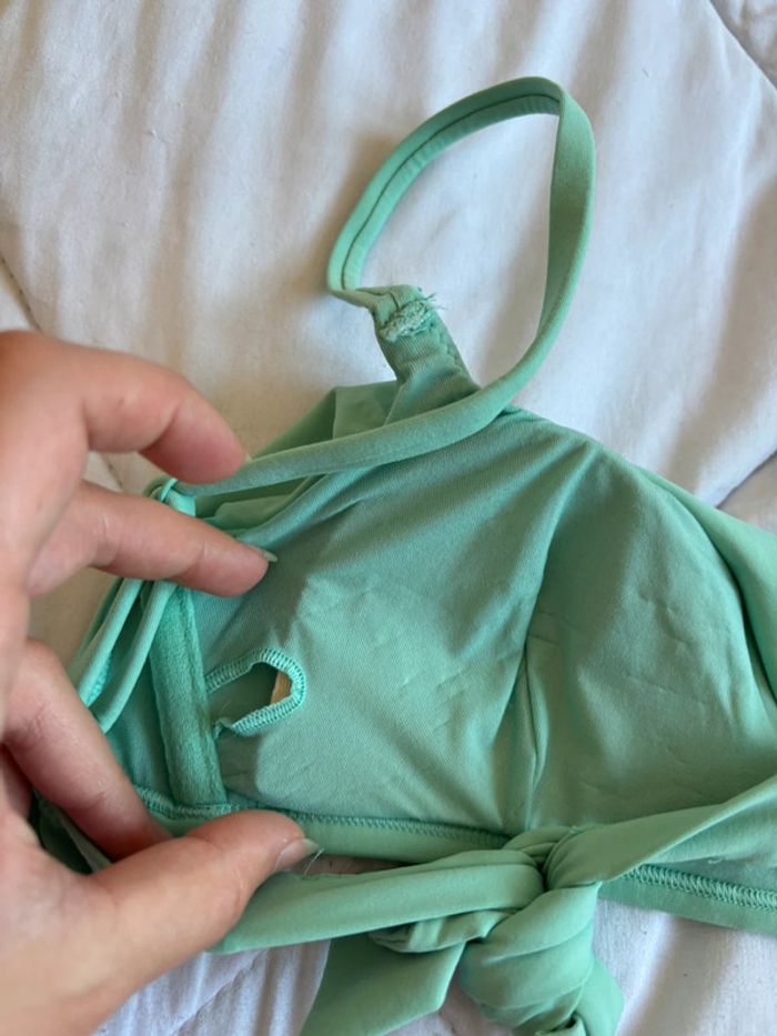Haut de maillot de bain vert palle volant coque bretelles neuf taille XXS/32 - photo numéro 5