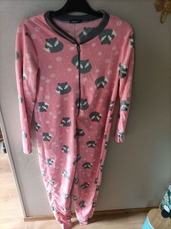 Robe de nuit blanc rouge motif chien / coeur