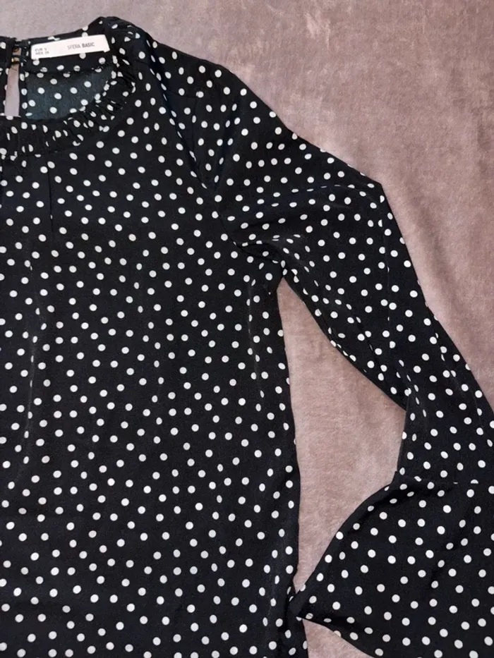 Blouse noir à pois blancs Sfera femme taille S en très bon état - photo numéro 6