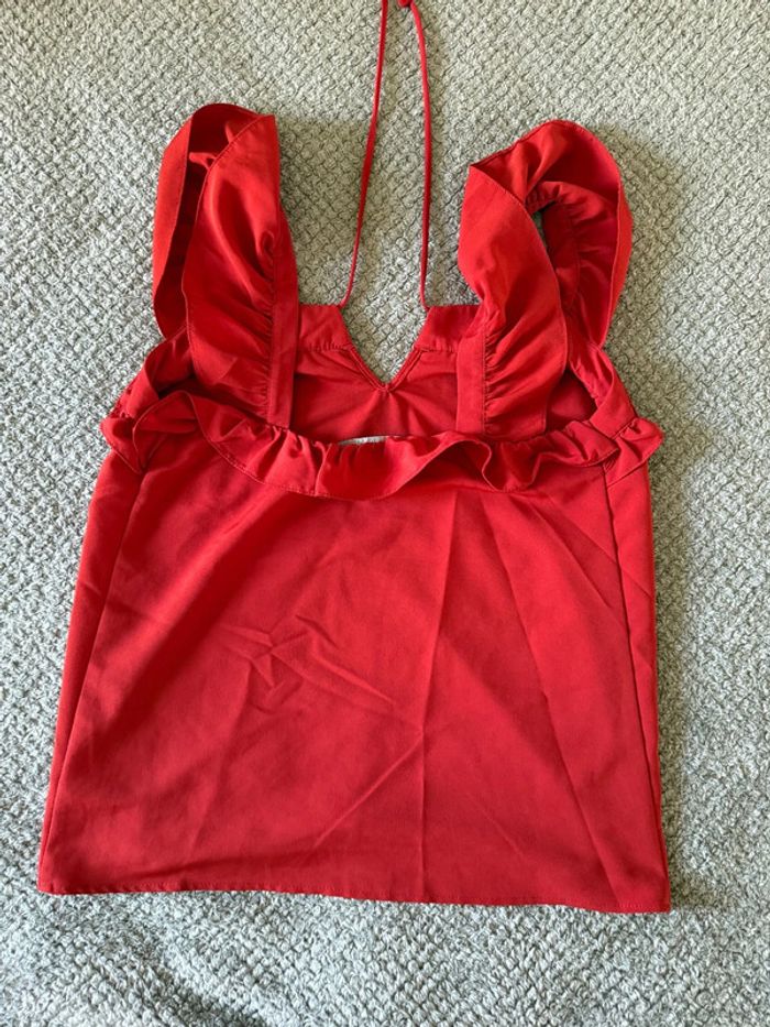 Blouse rouge petite manche papillon (34) - photo numéro 5