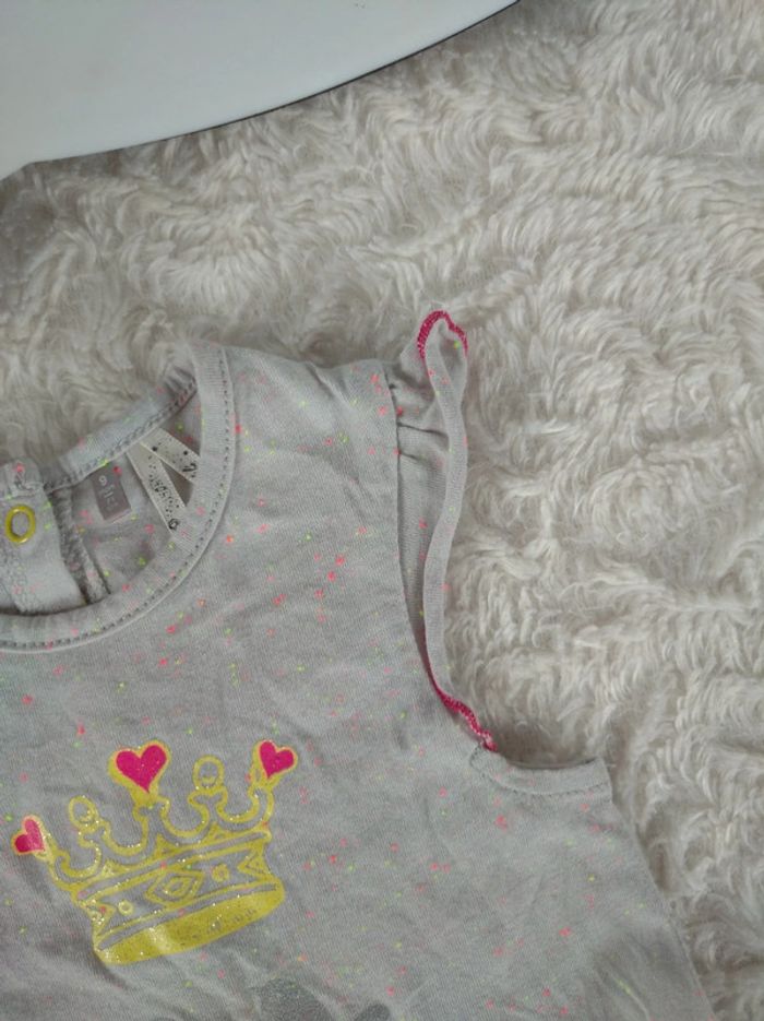 Robe courte ou tunique manches courtes Fille 9 mois Couronne Cœur oiseau Orchestra - photo numéro 4