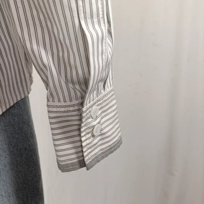 Chemise rayée Basler à col contrastant gris, manches longues, taille 42 A1181 - photo numéro 2