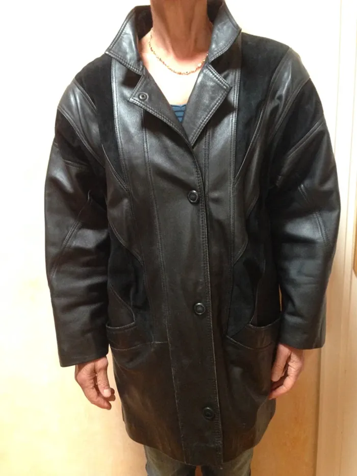 Manteau en cuir véritable agneau et daim