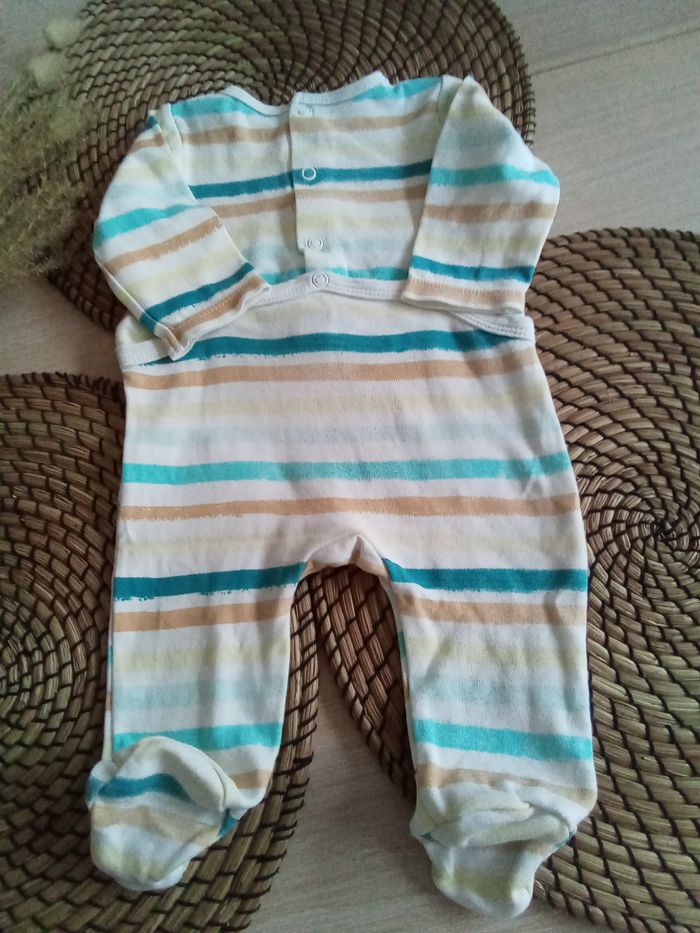 Babygro été mixte avec rayures et impression Kiabi taille 3 mois - photo numéro 5
