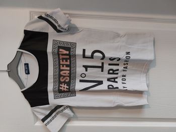 Maillot t-shirt blanc et noir 10 ans