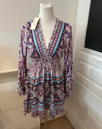 Biscote robe imprimée en soie femme, taille 1/36 Neuf avec étiquette