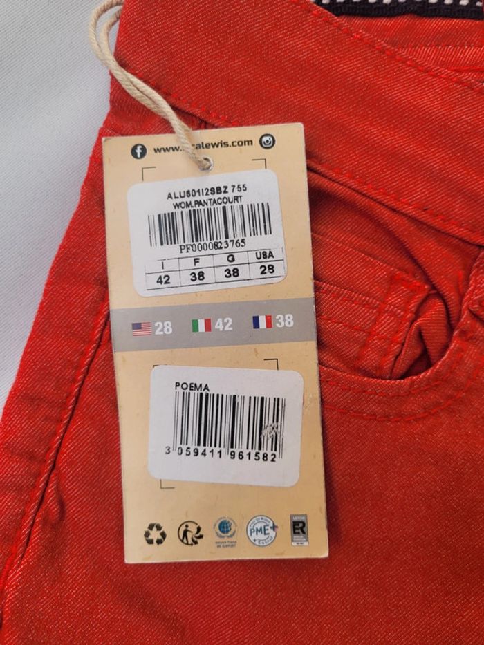 NEUF - Pantacourt slim fit rouge Poema Rica Lewis Taille F38/ USA 28 - photo numéro 3
