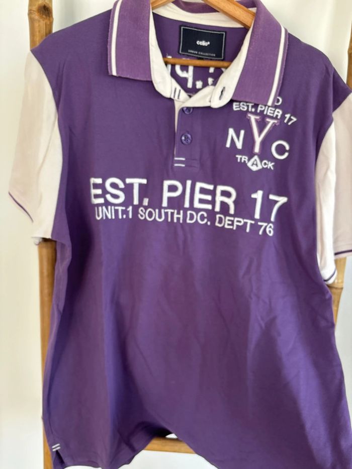 Polo Violet vintage Celio taille XL - photo numéro 8