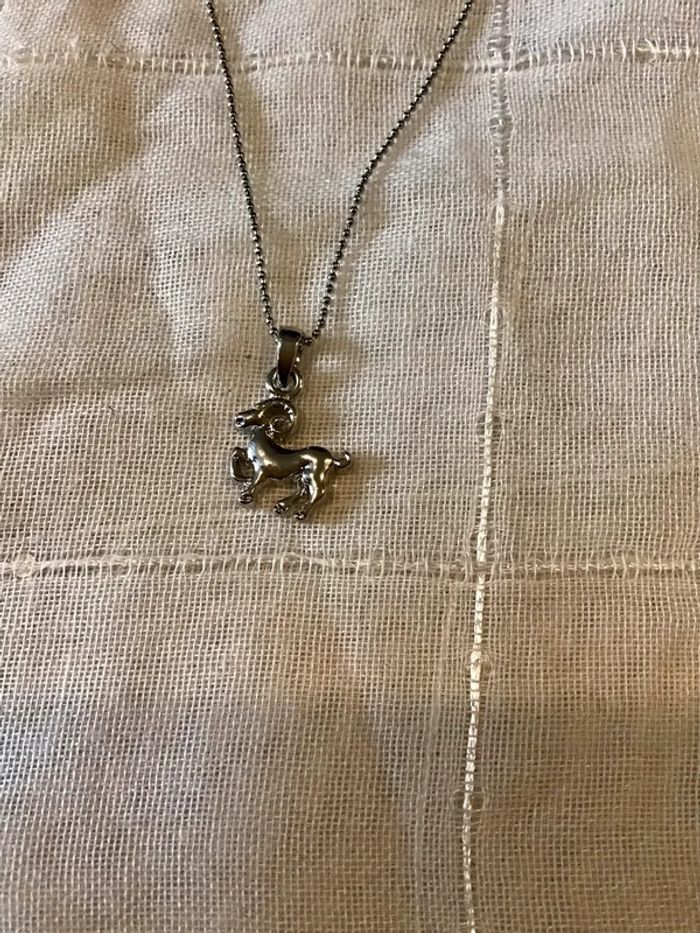 Collier avec pendentif argenté Bélier - photo numéro 2