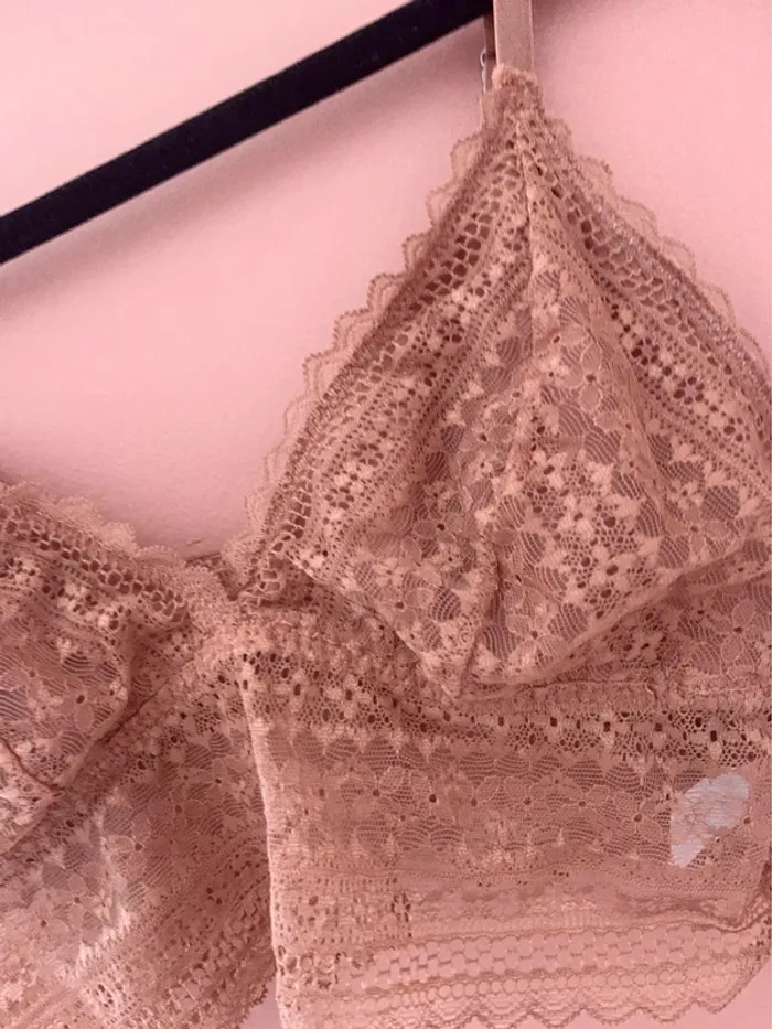 Soutien gorge / Bralette dentelle marron taille L - photo numéro 2