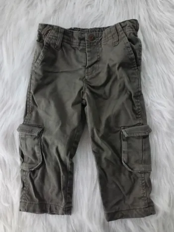 Pantalon cargo kaki/anthracite 12mois N*0514