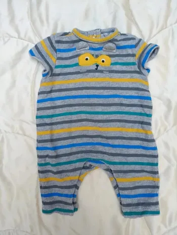 Body manches courtes épais gris rayé Orchestra 1 mois 54 cm