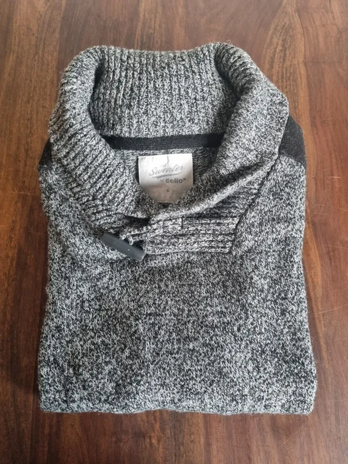 Pull ras de cou gris Celio Homme Taille XS