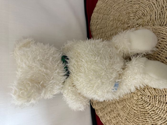 Lapin blanc peluche avec ruban eden - photo numéro 3