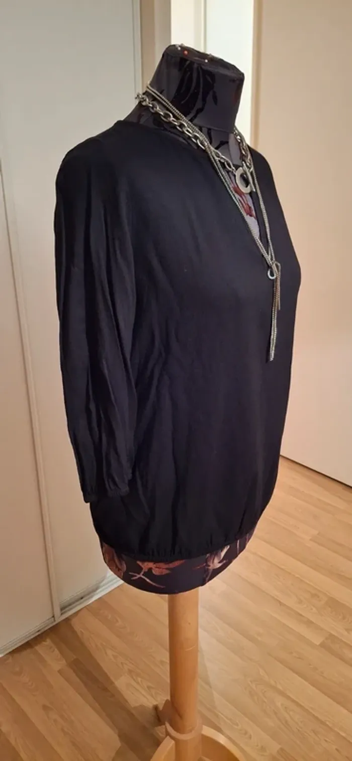 Haut noir fluide zara manches trois quart - photo numéro 3