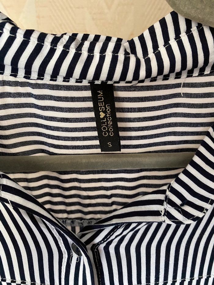Superbe belle chemise bleu à rayures à noeud Colloseum taille S - photo numéro 5