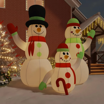 Neuf 500cm Famille de Bonhommes de neige gonflable avec LED's