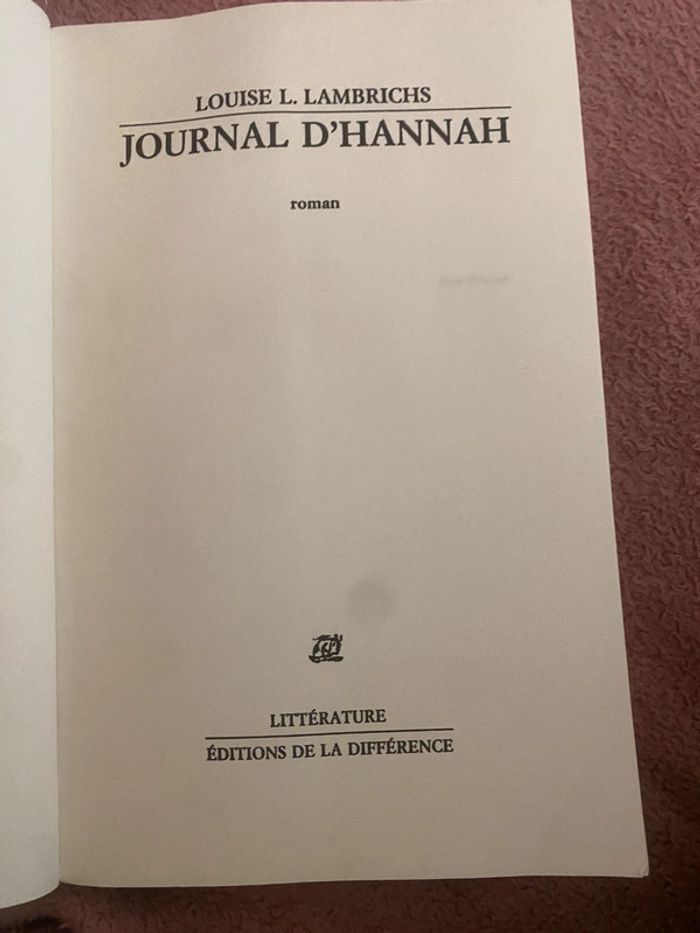 Journal d’Hannah – Louise L. Lambrichs 1993 - photo numéro 3