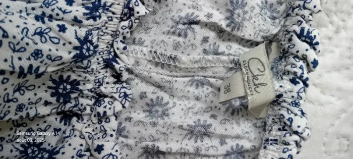 Blouse courte large col Bardot elastique potif fleurs bleu femme 38 clockhouse - photo numéro 15